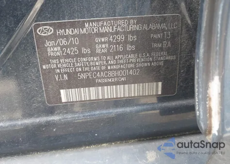 2011 Hyundai Sonata Limited from USA, damaged, VIN 5NPEC4AC8BH001402